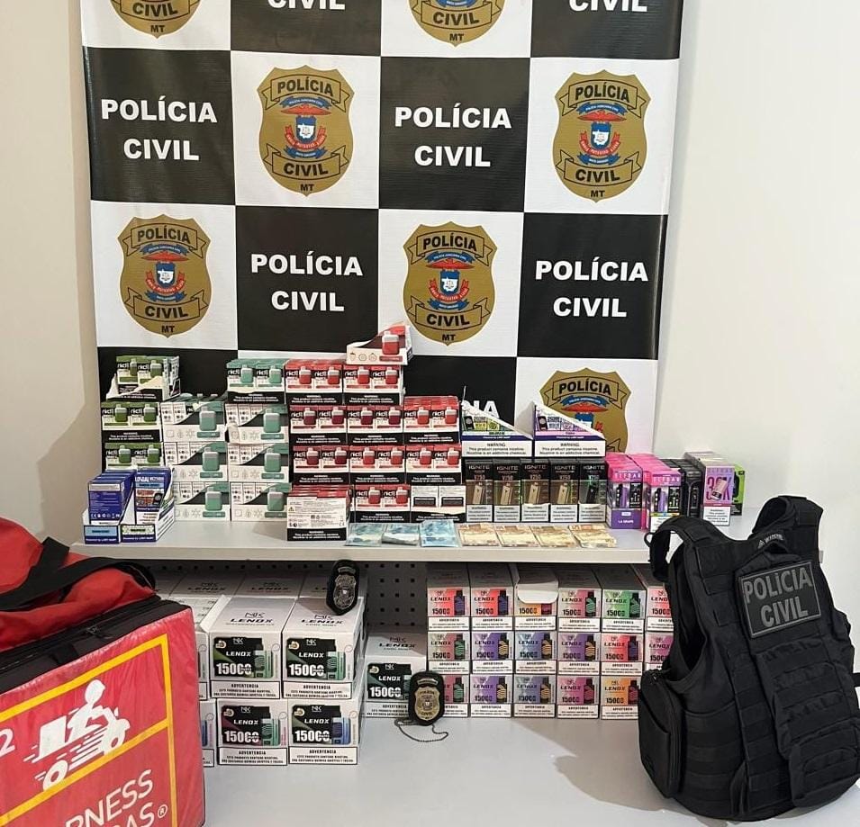 Polícia Civil prende mãe e filho e apreende mais de 600 cigarros eletrônicos em Rondonópolis-MT