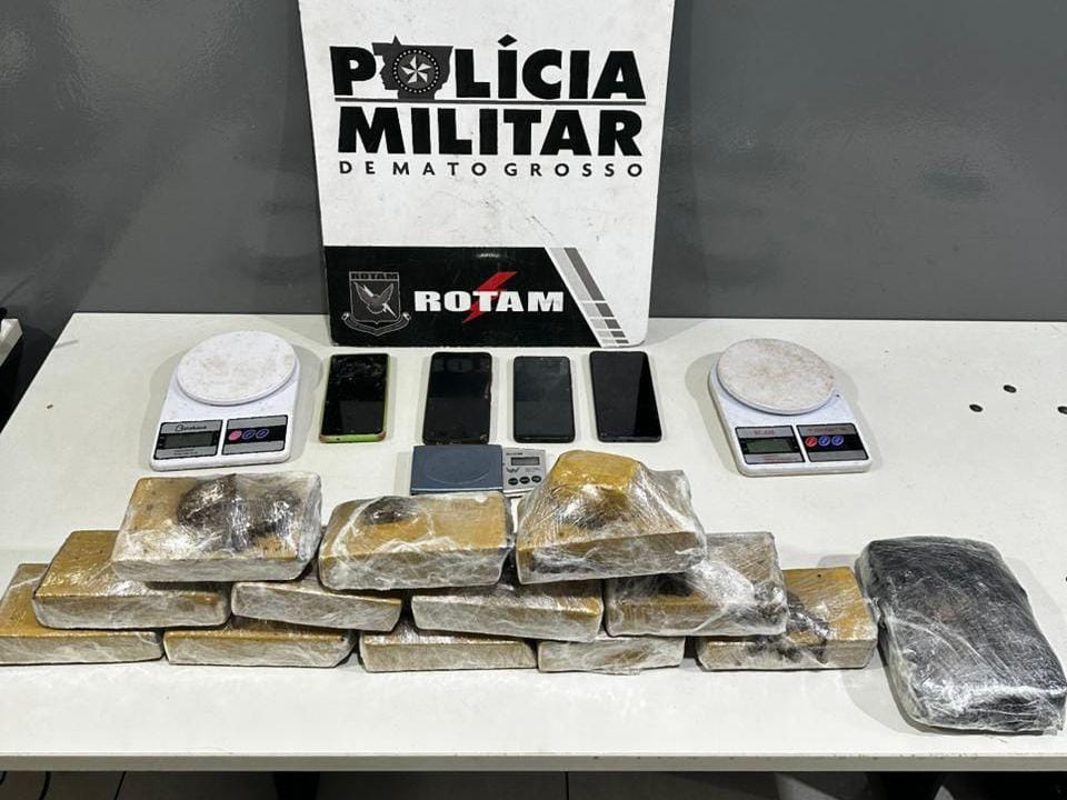 Rotam prende quatro homens e apreende 13 tabletes de maconha em Várzea Grande-MT
