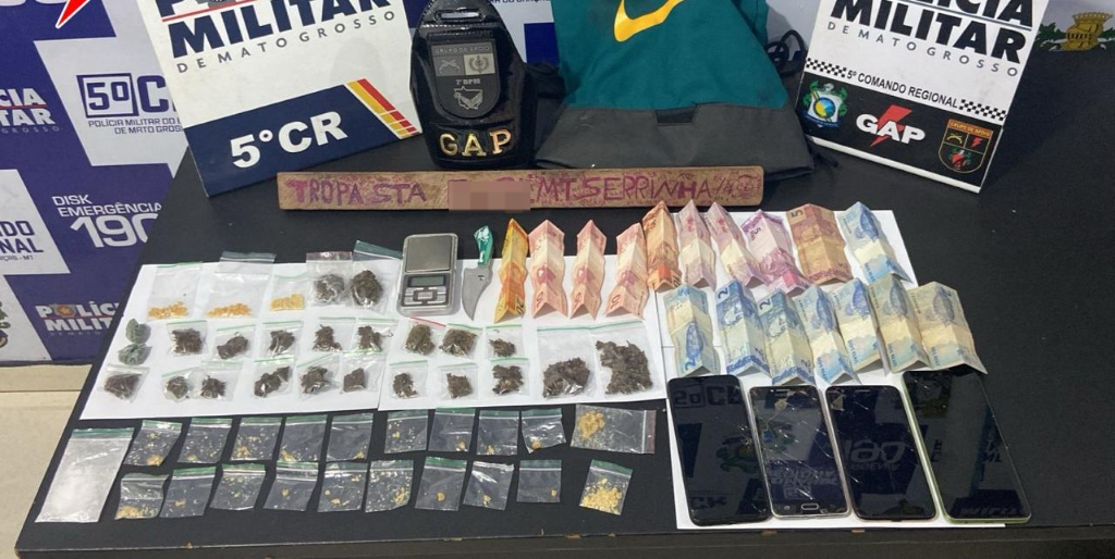 Polícia Militar prende dois faccionados em flagrante suspeitos por tráfico de drogas em Barra do Garças-MT
