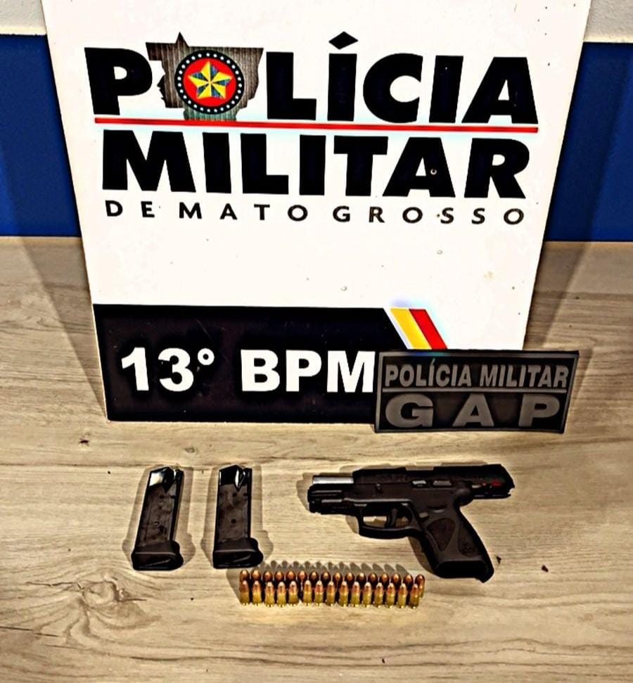 PM prende suspeito por porte ilegal de arma de fogo durante patrulhamento tático em Lucas do Rio Verde-MT