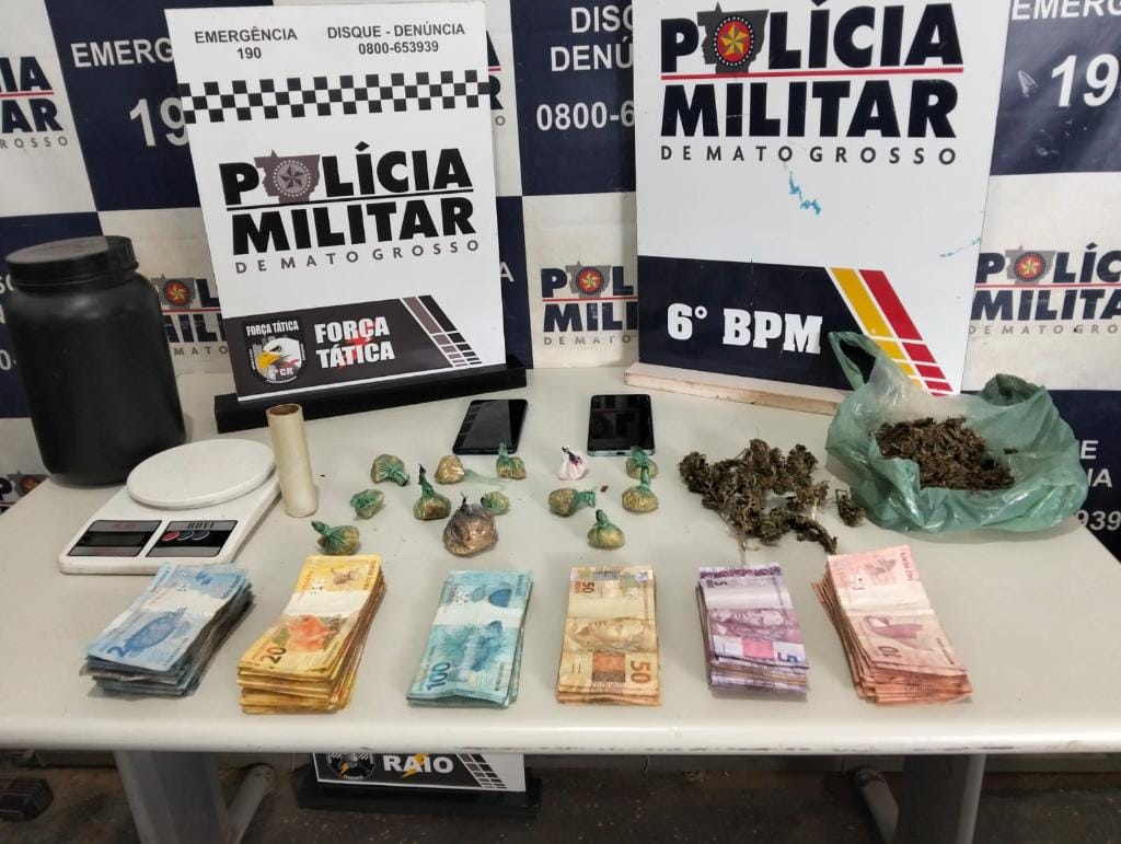 Força Tática prende dupla por tráfico de drogas, apreende R$ 7 mil em dinheiro e entorpecentes