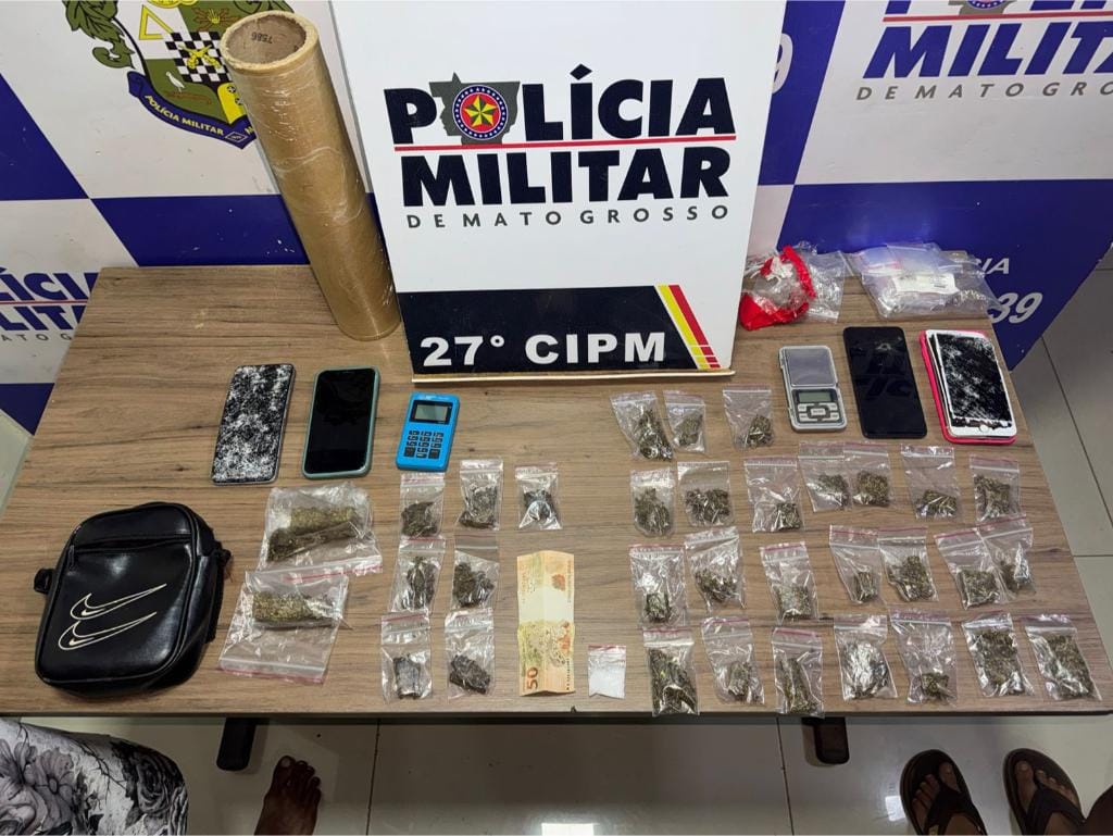 PM prende dois faccionados por tráfico de drogas e apreende 34 porções de entorpecentes