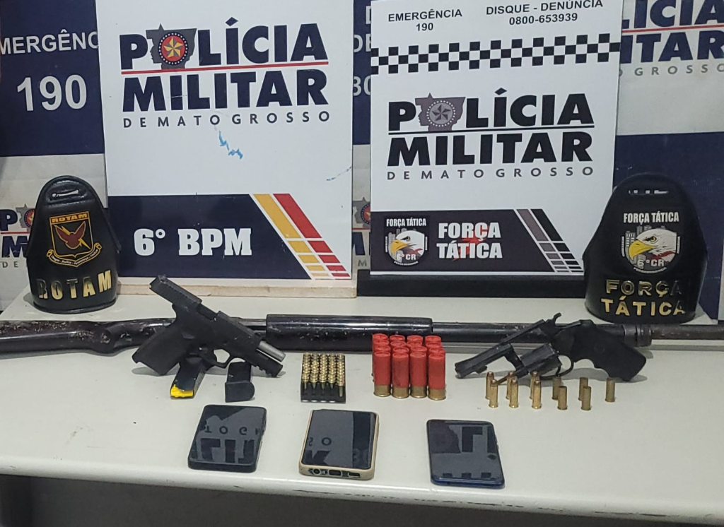 Polícia Militar prende três faccionados suspeitos de tentativa de homicídio em Cáceres-MT