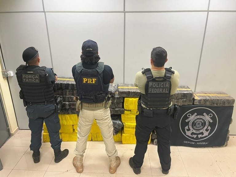 PRF e PF apreendem 560 Kg de maconha em Ivinhema (MS)