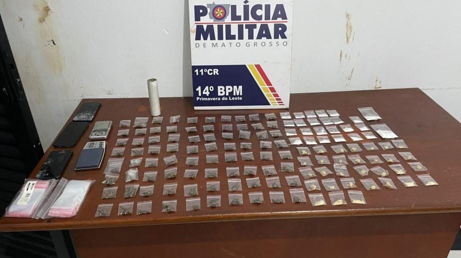 Casal de faccionados é preso com mais de 130 porções de drogas em Primavera do Leste-MT