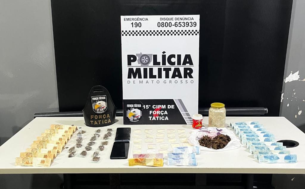 Força Tática de MT prende dupla por tráfico de drogas e apreende 42 porções de entorpecentes