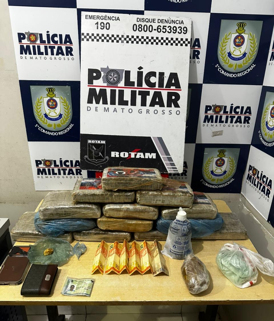 Rotam de MT prende dois suspeitos por tráfico de drogas e apreende 13 tabletes de maconha