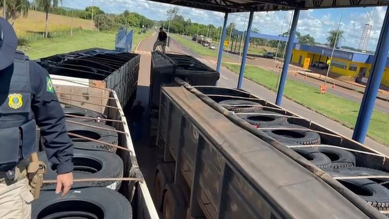PRF apreende 545 pneus de origem estrangeira em Caarapó (MS)