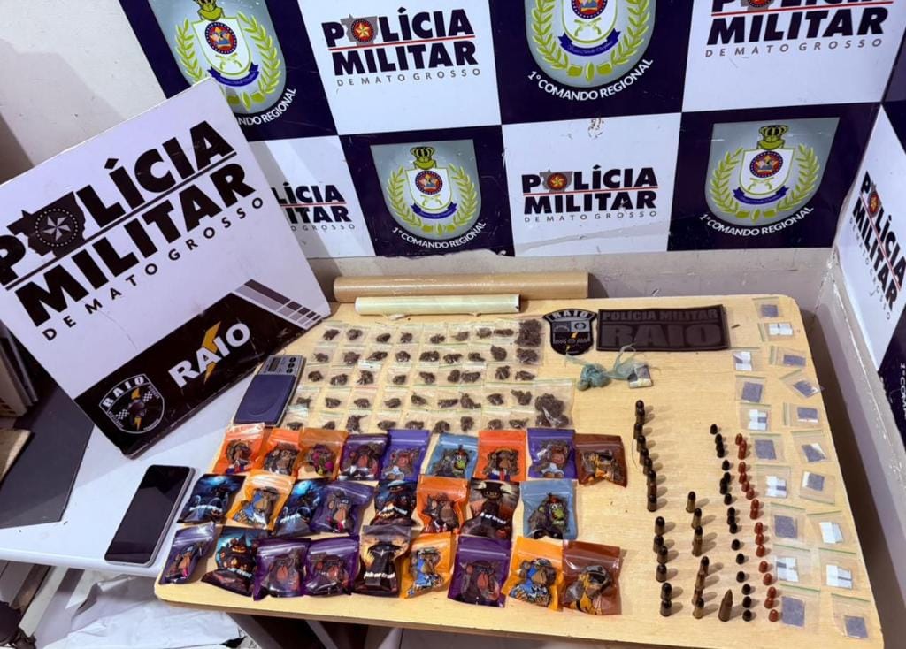 Companhia Raio prende dois homens com drogas e munições em Cuiabá-MT