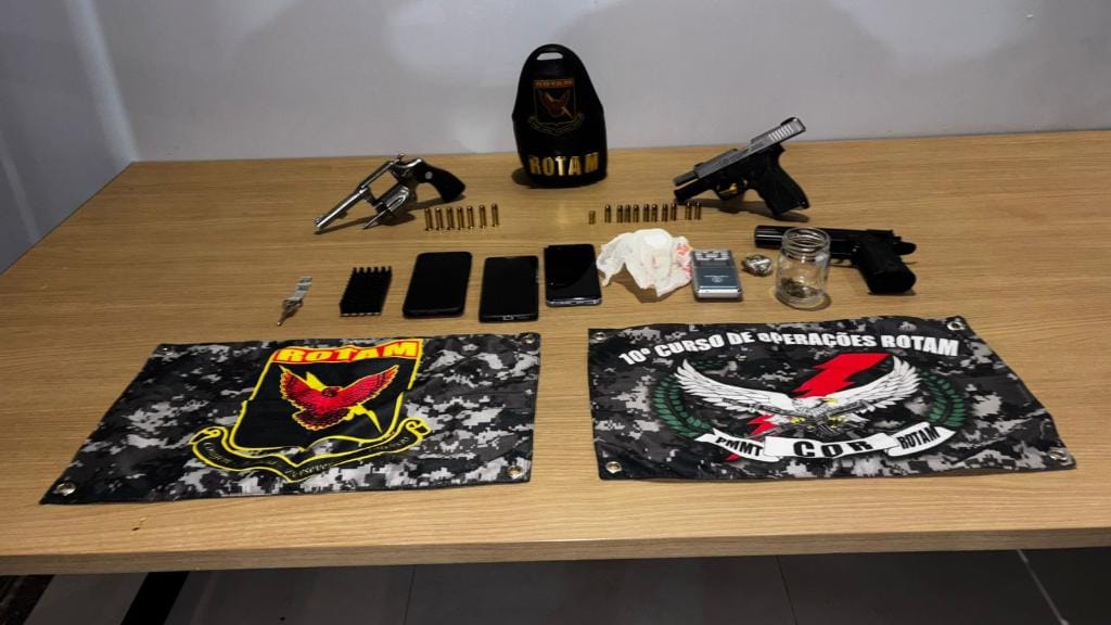 Rotam prende cinco faccionados com drogas e armas de fogo em Pontes e Lacerda-MT