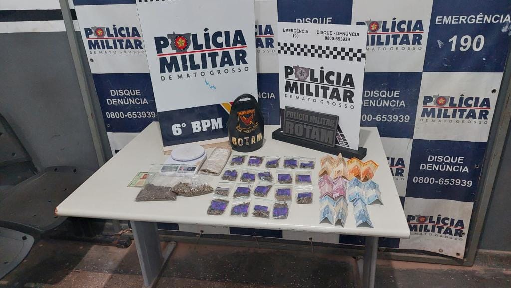 Ação da Rotam MT resulta em apreensão de entorpecentes e prisão de suspeito