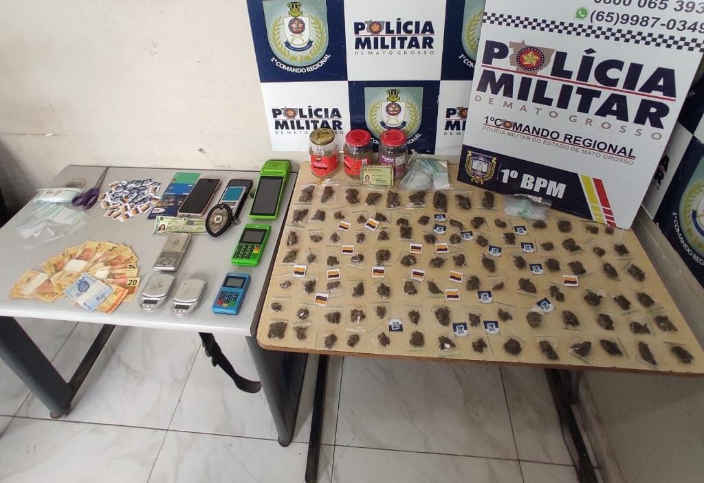 PM de MT apreende 93 porções de super maconha e prende homem por tráfico