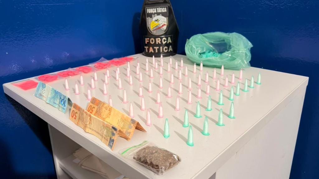 Força Tática apreende faccionado com 134 porções de drogas em Barra do Bugres-MT