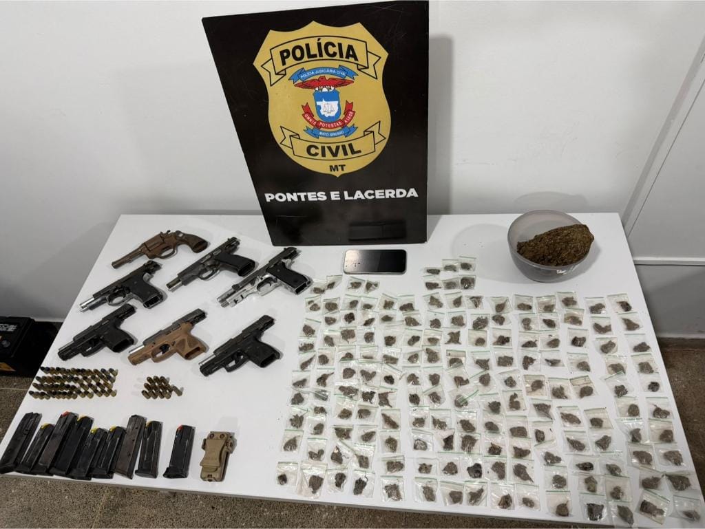 Polícia Civil prende dois suspeitos e apreende sete armas de fogo em Nova Lacerda-MT