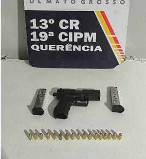 Homem é preso em flagrante pela PM com arma de fogo e 17 munições