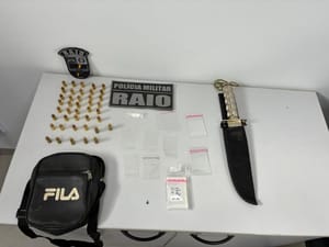 Companhia Raio de MT prende dois homens por tráfico de drogas, apreende entorpecentes e munições