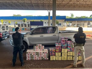 PRF e PM apreendem cigarros contrabandeados em Ivinhema (MS)