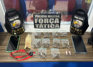 Polícia Militar Força Tática de MT prende faccionado por tráfico de drogas e apreende porções de entorpecentes