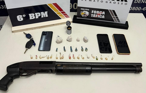 Polícia Militar detém três faccionados com espingarda e drogas em Cáceres-MT